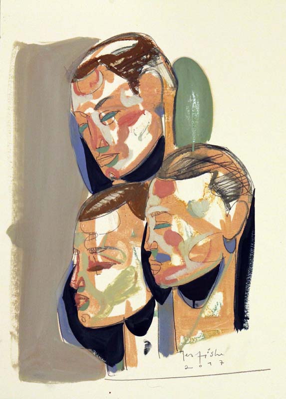 Composition with heads 3 by Tesfaye Urgessa